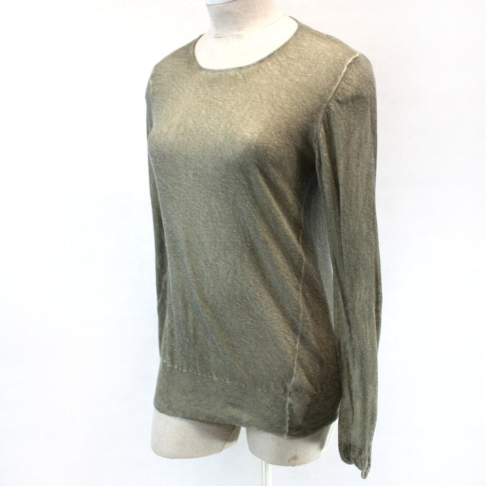 Emporio Armani Khaki Green Grey Cotton Linen Top Sweater, Size 50 Large Italy